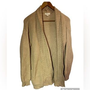 Native Outsiders tan chunky Knit open front cardigan wool blend ladies medium